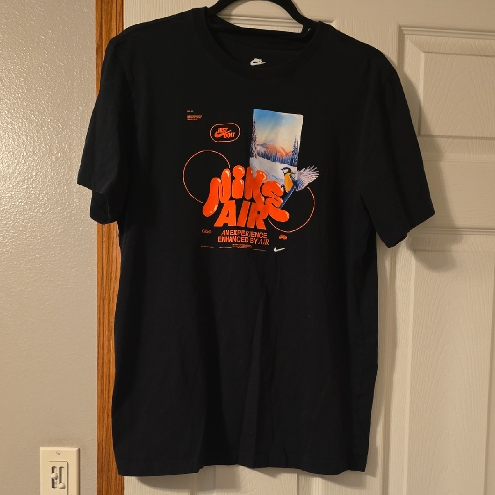 Nike Black Tee with Orange and Blue Graphic